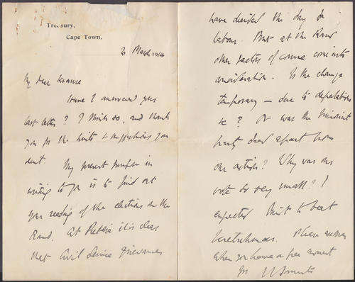 PRESIDENT JAN SMUTS HANDWRITTEN SIGNED LETTER 1914 AUTOGRAPH BOER GENERAL & WW II FIELD MARSHAL RARE