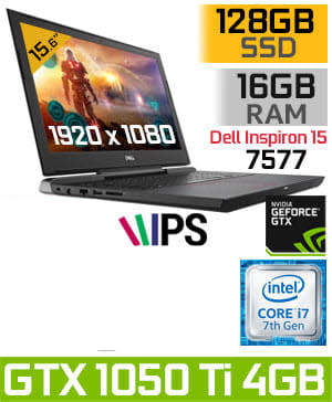 Dell Inspiron 15 7577 i7 7700HQ 15.6` GTX1050Ti Quad-Core 16GB DDR4 GAMING LAPTOP