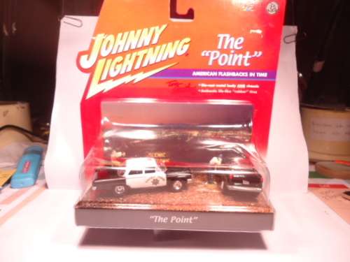Johnny Lightning - # 222-01 - `The Point` scene with `55 Chevy Hot Rod and `63 Police Cruiser