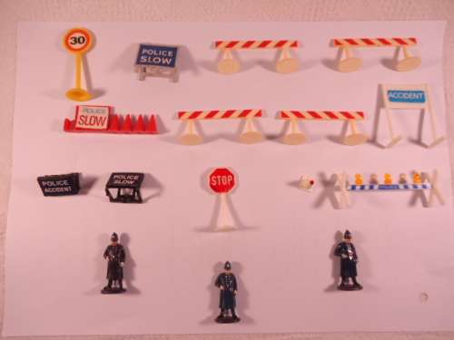 3 x police man + road side assistance signs
