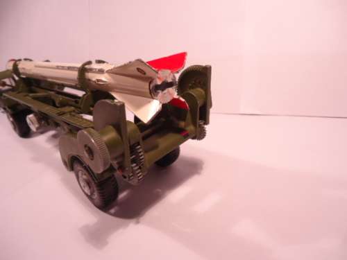 Corgi - Corporal Guided Missile on Erector Vehicle - missing spare wheel +rocket nose cone # 1113