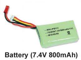 7.4V 2S 25C 800MAH LIPO BATTERY
