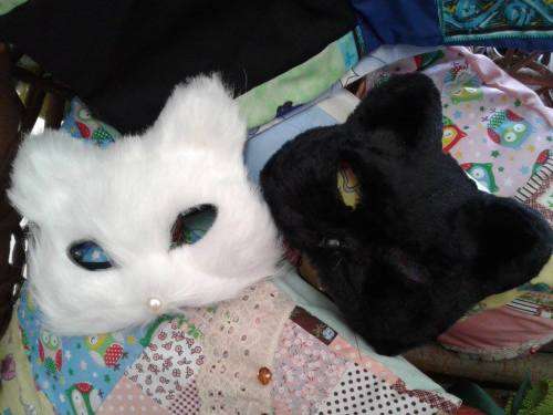 Half-Face furry Cat Mask - Black