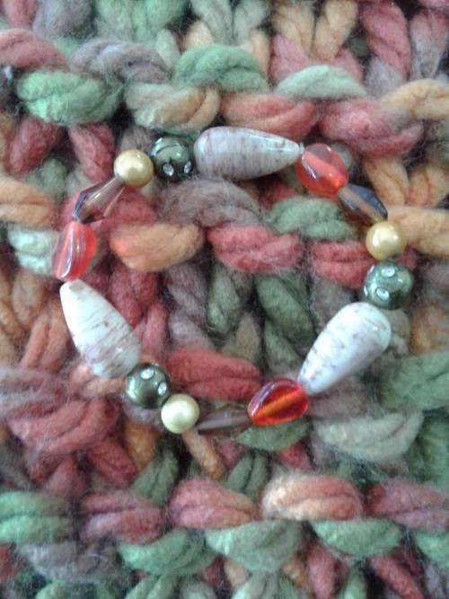 Handmade Bracelet - Earthy green and orange