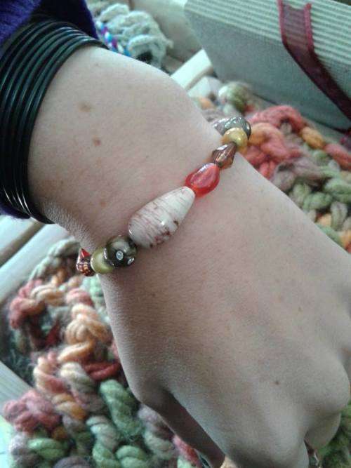 Handmade Bracelet - Earthy green and orange