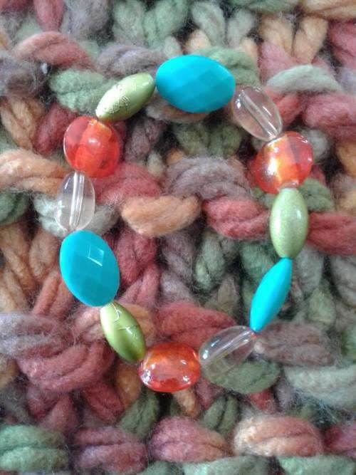 Handmade Bracelet - Orange, lime, turquoise