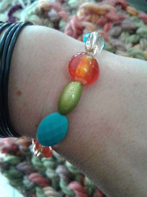 Handmade Bracelet - Orange, lime, turquoise
