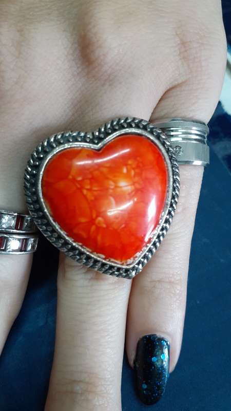 Adjustable Heart Ring - Fiery red