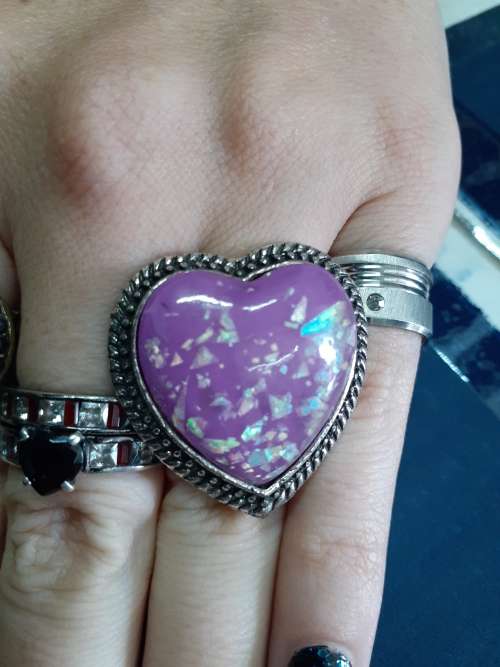 Adjustable Heart Ring - Purple