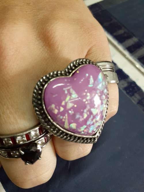 Adjustable Heart Ring - Purple