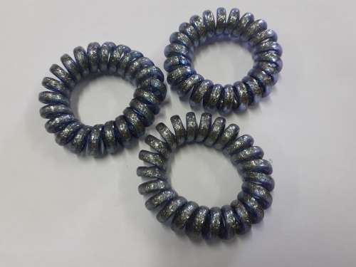 Phone Cord Hair Accessory Bracelet - Silver Glitter, Blue