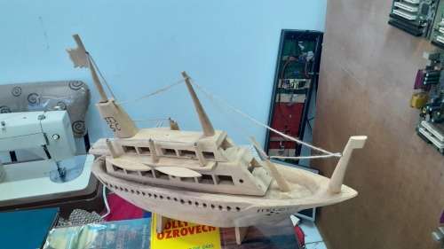 Hand Carved Wooden Cruise Ship `Melody`