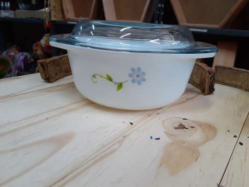 Royalex White floral Glass Casserole Dish - Round