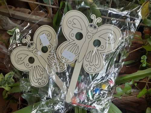 Laser-cut Wooden Butterfly on stick - Paint it Yourself!