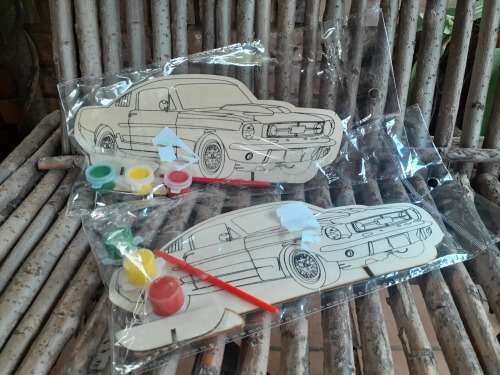 Laser-cut Wooden Ford Mustang - Paint it Yourself!