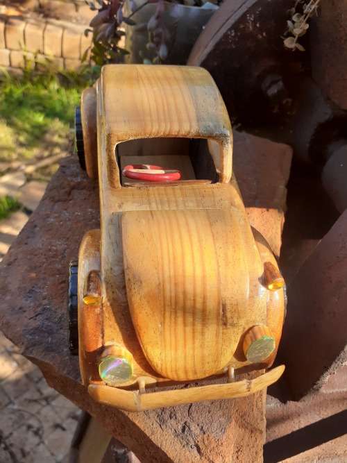 Hand carved Wooden Car - VW Beetle