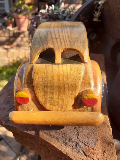 Hand carved Wooden Car - VW Beetle