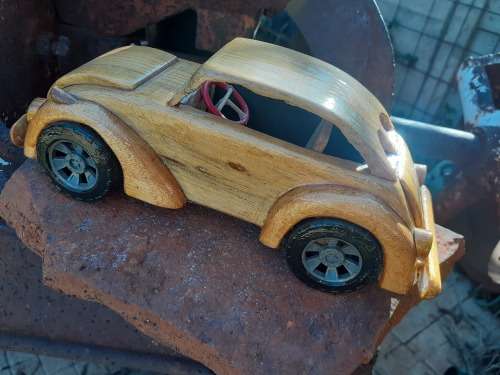 Hand carved Wooden Car - VW Beetle