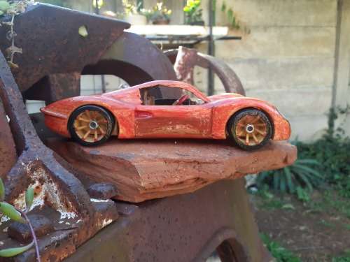 Hand carved Wooden Car - Ferrari P4