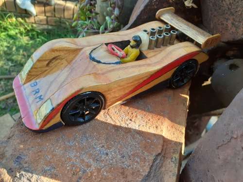 Hand carved Wooden Car - BRM Racecar
