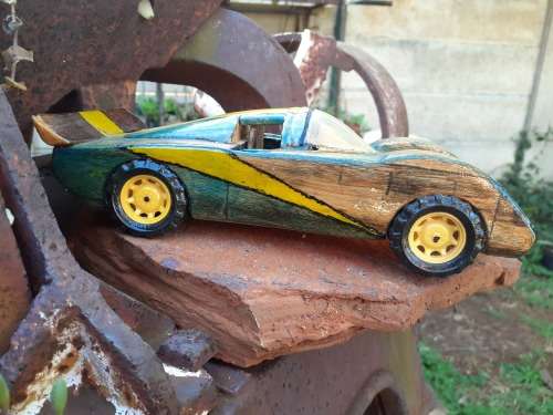 Hand carved Wooden Car - Le Mans Racecar
