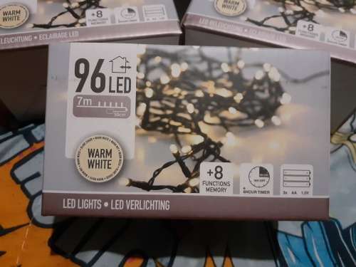96 LED Light string Warm White - Battery Operated with Timer