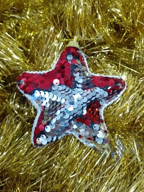 Sequin Stars - Red-Silver