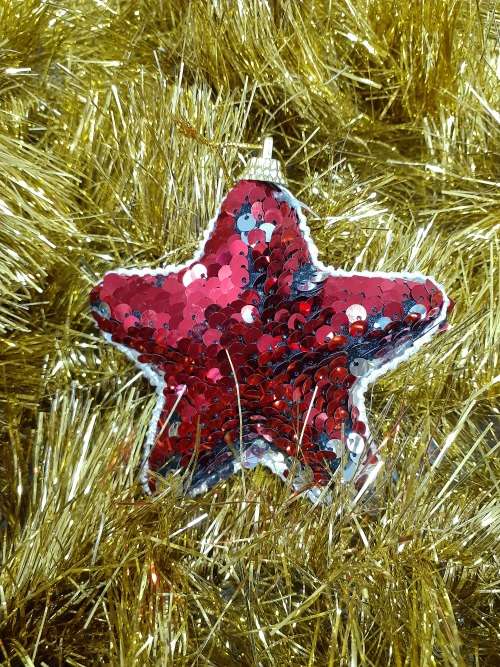 Sequin Stars - Red-Silver