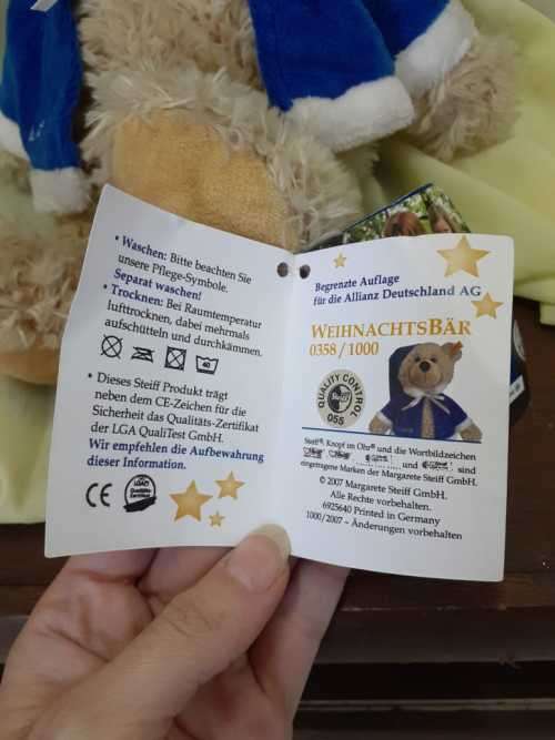 Steiff Knopf im Ohr Teddy Bear - Allianz WeihnachtsBar No 358 of 1000