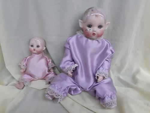 Porcelain Flower Pixie Dolls - Kay McKee, Set of 2