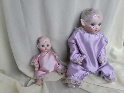 Porcelain Flower Pixie Dolls - Kay McKee, Set of 2