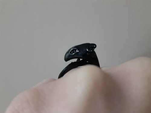 Adjustable Black Dragon Wrap Fashion Ring