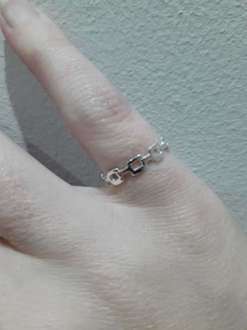 Silver Square-link Chain Fashion Ring