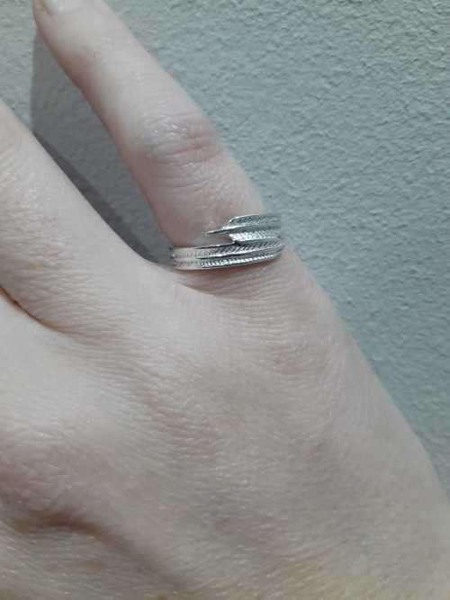 Silver feather Wraparound Fashion Ring