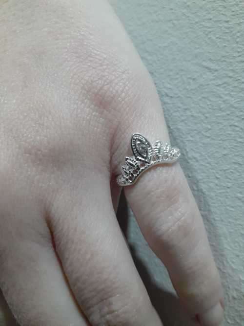 Silver Fashion Ring - Tiara with Rhinestone
