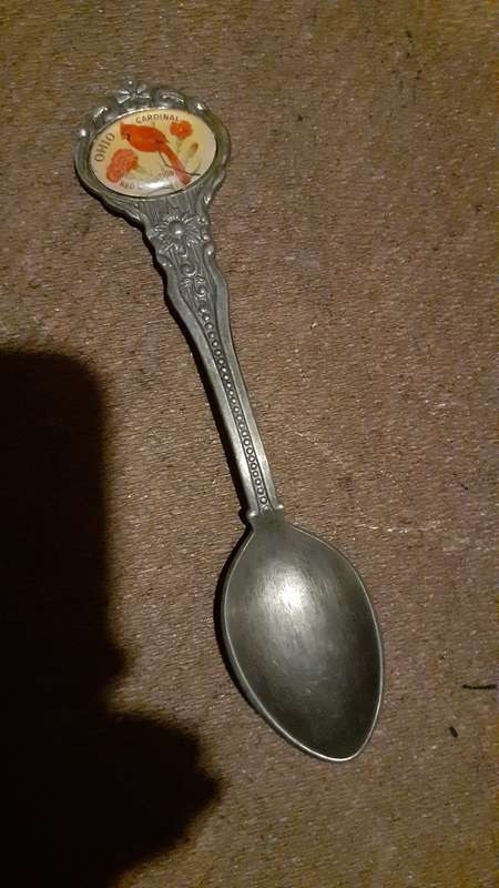 Souvenir Spoon - Ohio Cardinal, Red Carnation
