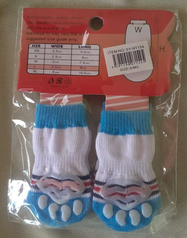 Non-skid Pet Socks - Large Blue and White Anchor Detail