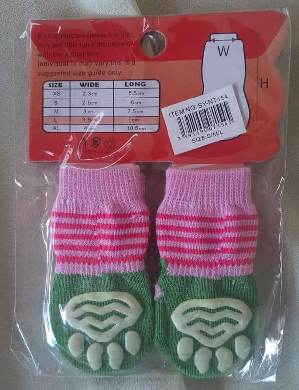 Non-skid Pet Socks - Large Pink Green Frog Detail