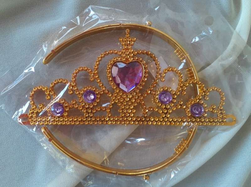 Golden Plastic Crown - Purple Rhinestones
