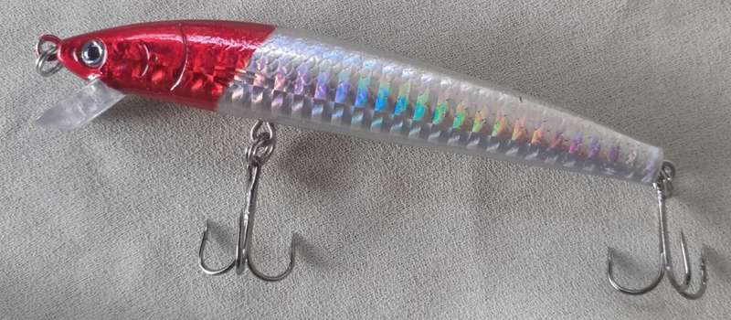 Hard Plastic Fishing Lure Rattle Crankbait Silver/Red Solid