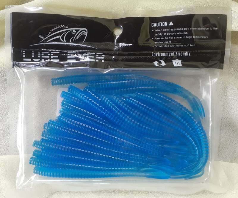 Soft Plastic Fishing Lures 30pc Worm Blue