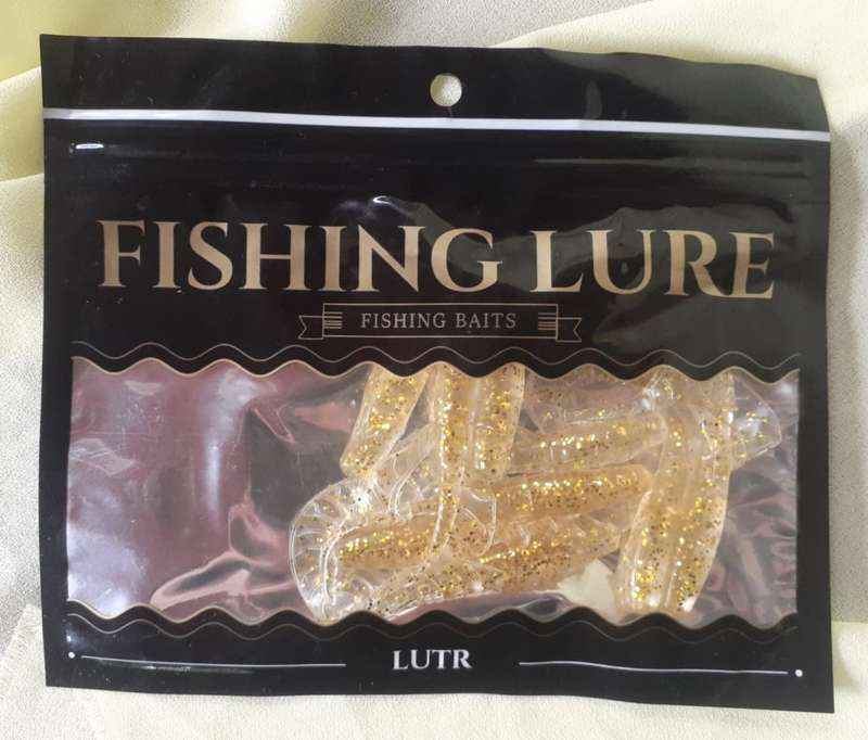 Soft Plastic Fishing Lures Skirt Tail 10pc Clear Gold Glitter