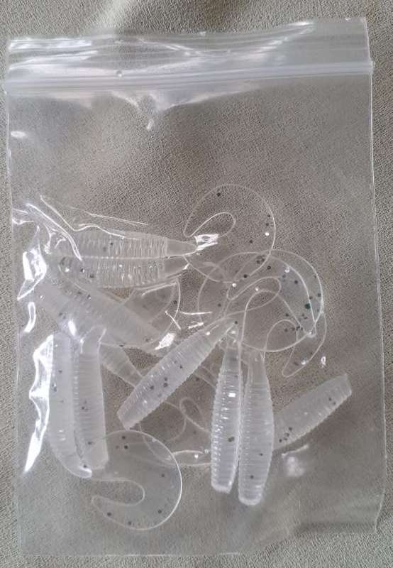 Soft Plastic Fishing Lures 10pc Clear Silver Glitter