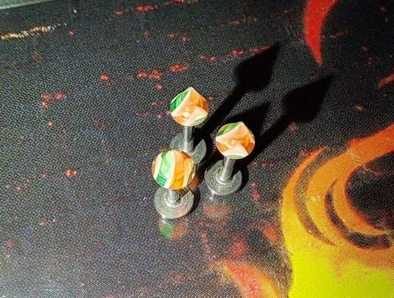 Cone Piercing Stud - Striped, Assorted Colours