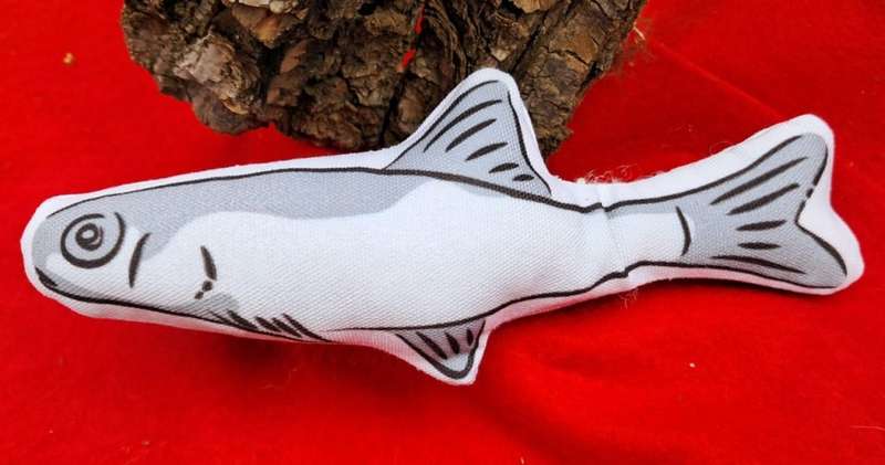 Canvas Catnip Soft Toy Fish Grey Mackerel