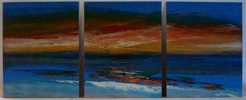 Large Original Fiona Geldenhuys Painting -1200mm x 500mm (400 mm x 500 mm) x 3
