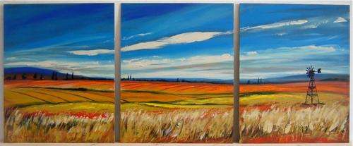 Large Original Fiona Geldenhuys Painting -1200mm x 500mm (400 mm x 500 mm) x 3