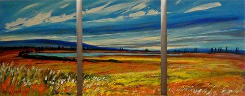 Large Original Fiona Geldenhuys Painting -1200mm x 500mm (400 mm x 500 mm) x 3