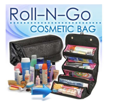 4 in 1 Travel Buddy Roll N Go Cosmetic Bag Toiletry Jewelery Organizer
