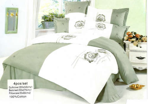 4 PIECE GRAY & WHITE QUEEN SIZE DUVET COVER SET A MUST HAVE